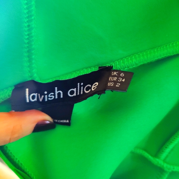 Lavish Alice gorgeous emerald dress with side ruffle scuba material. - Picture 4 of 5